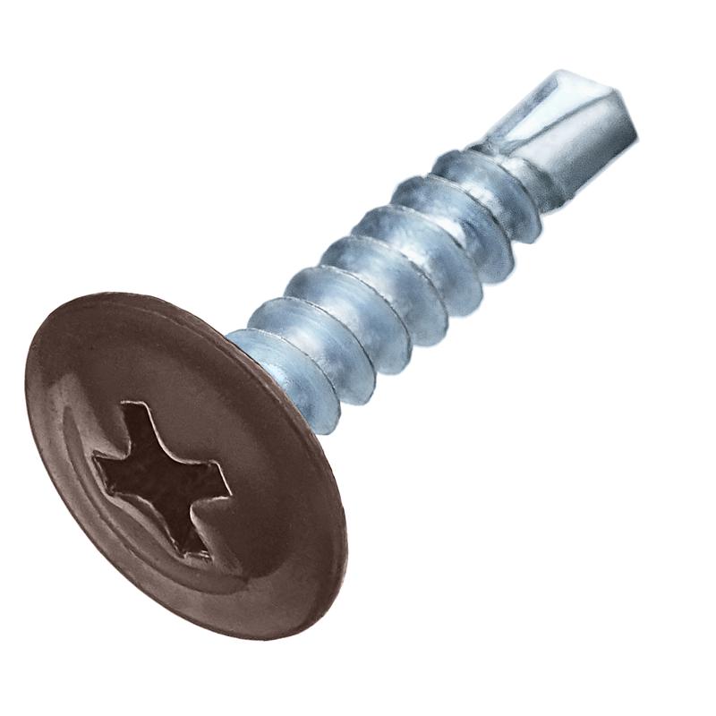 Саморез металл-металл 4.2х19 прессшайба сверло RAL 8017 шоколад./корич. (коробка) (уп.200шт) СТРОЙМЕТИЗ 2530153