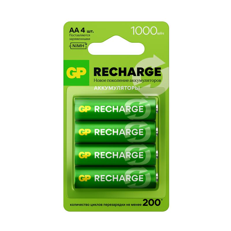 Аккумулятор AA/HR6 RECHARGE 1.2В 1000мА.ч 100AAHCV-2CRSBC4 32/192 (блист.4шт) GP 20251