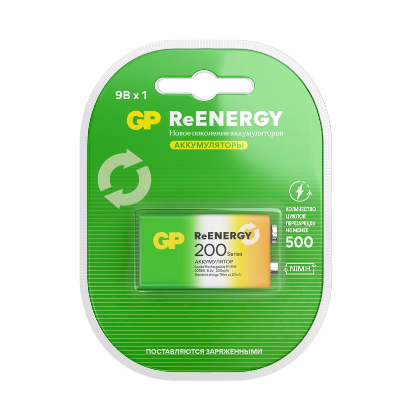 Аккумулятор "крона" 9В ReEnergy 200мА.ч 20R8HRGY-2CRCB1 10/100 GP 20259