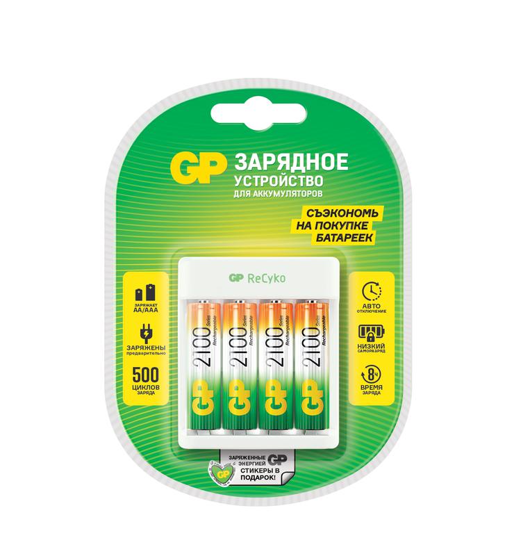 Устройство зарядное Е411 с 4 аккумуляторами AA/HR6 2100мА.ч E411/210AAHCCS-2CR1 5/10 (блист.) GP 372