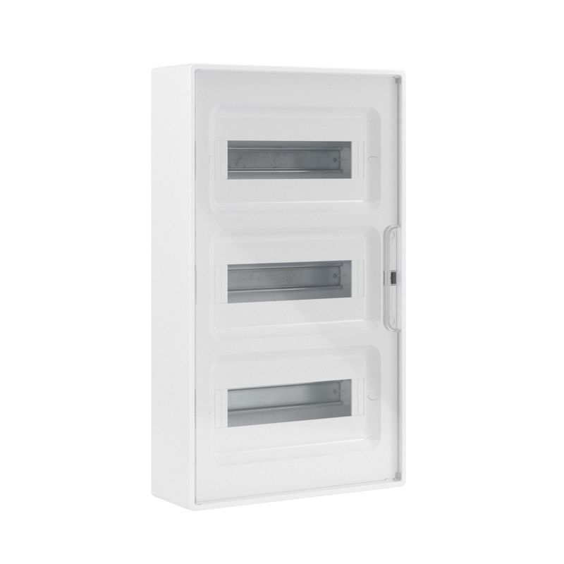 Щиток настенный 36мод. FRAME с прозр. дверцей с 4 шинами PEN (2шт на 8 отверст. и 2шт на 10 отверст.) бел. DKC F36W1WT