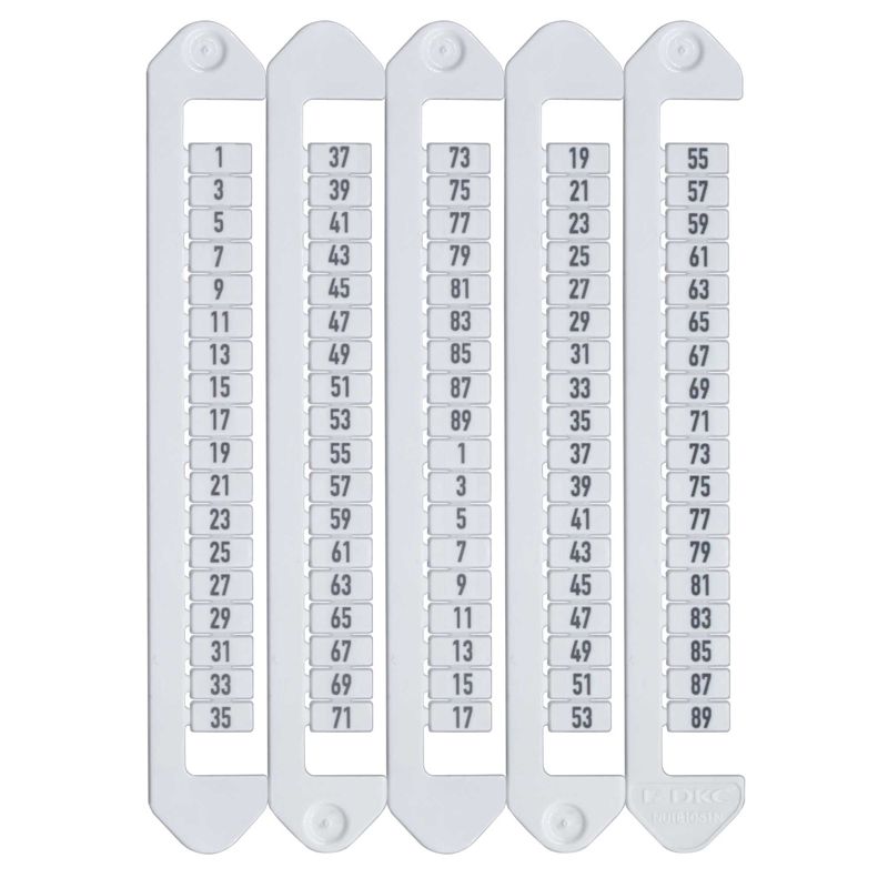 Маркировка для клемм Ш=5мм от 1 до 89 вертикал. ориентация DKC NUTB-5-1-89V