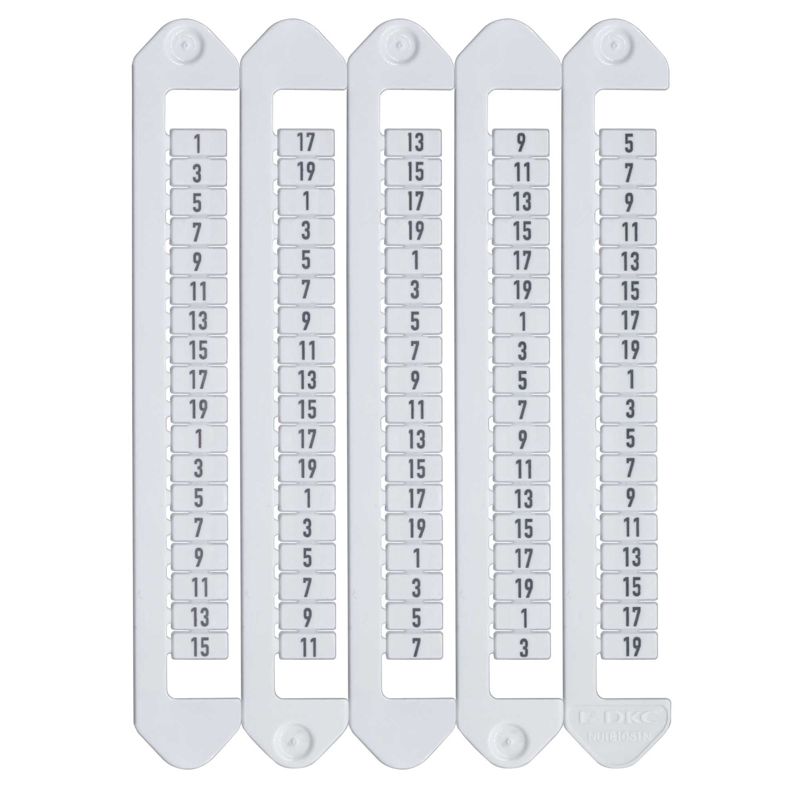Маркировка для клемм Ш=5мм от 1 до 19 вертикал. ориентация DKC NUTB-5-1-19V