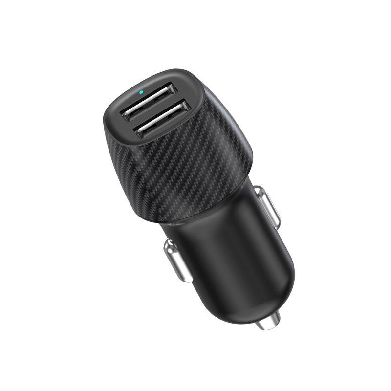 Устройство зарядное автомобильное с двумя портами USB-А + USB-A 12Вт со световой индикацией черн. Rexant 18-2220