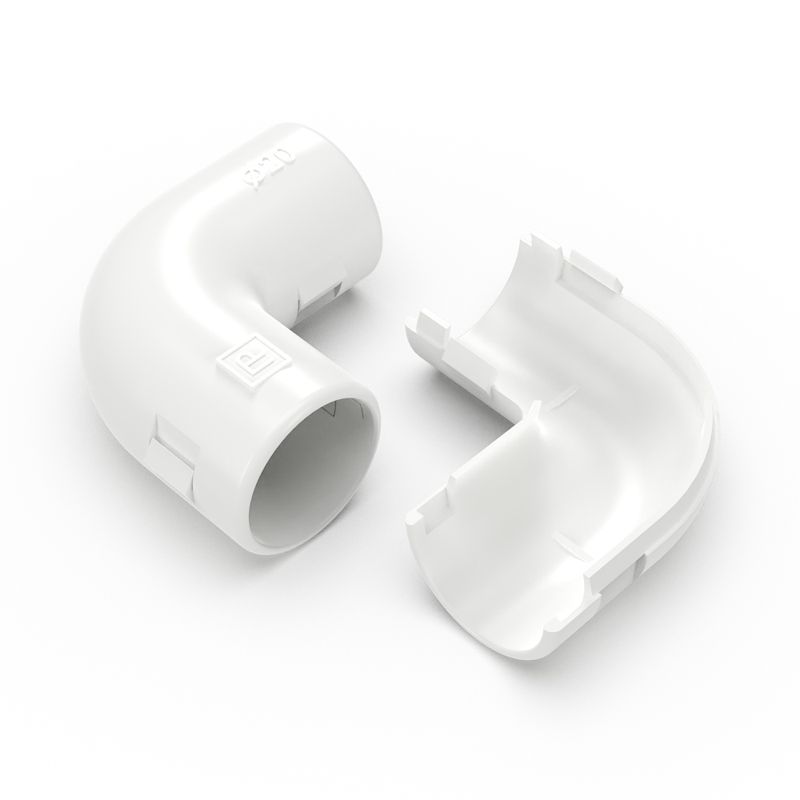 Соединитель угловой 90град. d20мм разборный бел. Промрукав PR13.02451