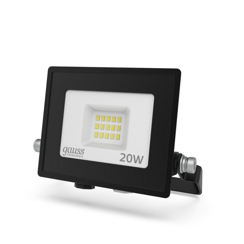Прожектор светодиодный Elementary 20Вт IP65 6500К 1700лм PROMO G3 черн. GAUSS 613100320P