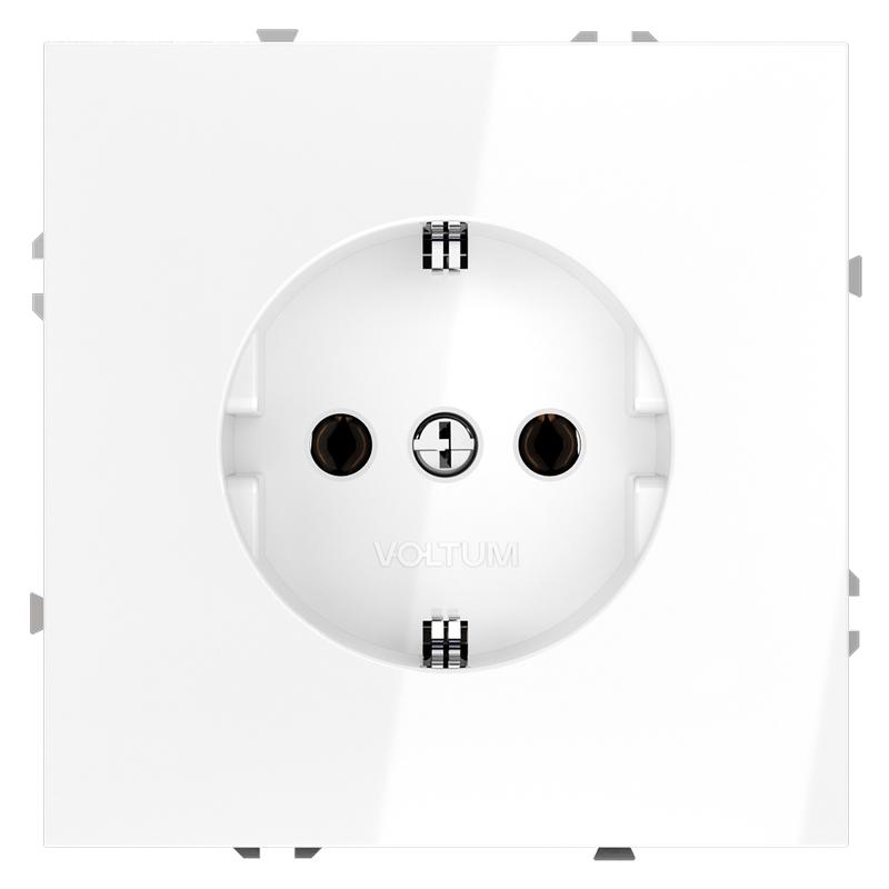 Розетка 1-м СП S70 16А с заземл. механизм бел. глянцевый Voltum VLS040101