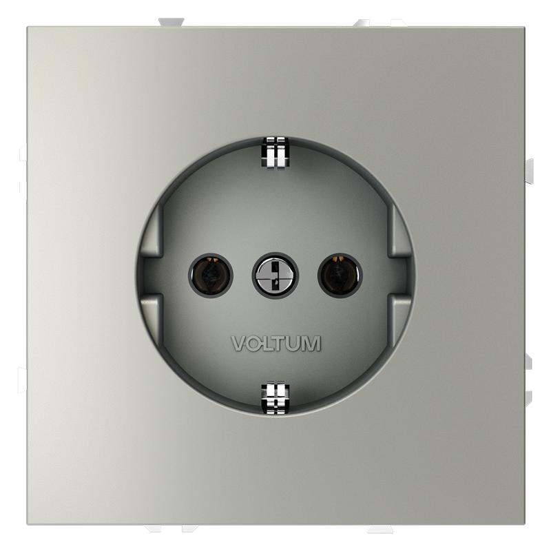 Розетка 1-м СП S70 16А с заземл. механизм сталь Voltum VLS040105