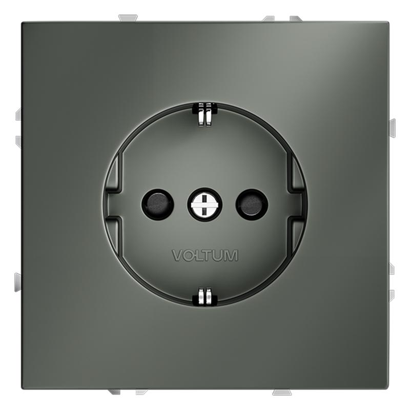 Розетка 1-м СП S70 16А с заземл. защ. шторки механизм титан Voltum VLS040206