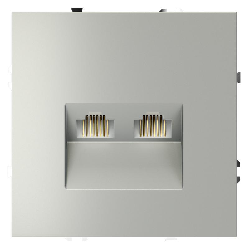 Розетка компьютерная 2-м СП S70 RJ45 + RJ45 кат.6 механизм сталь Voltum VLS060205