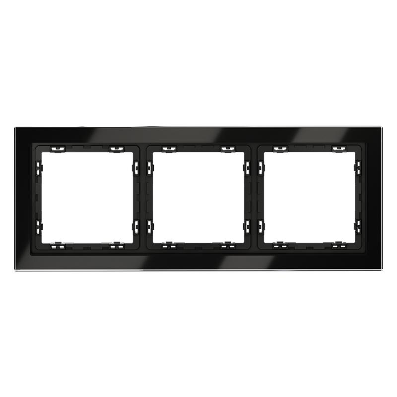 Рамка 3-м S70 стеклян. черн. Voltum VLS110308