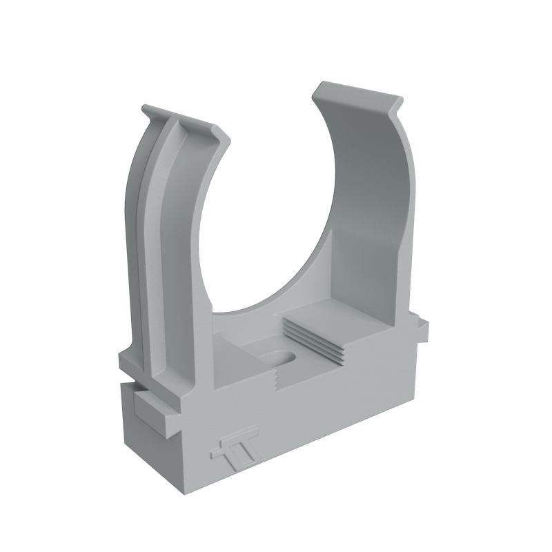 Держатель для труб (клипса) KM-KKPM-32 d32мм для прямого монтажа сер. (уп. 50шт) КМ LO67233