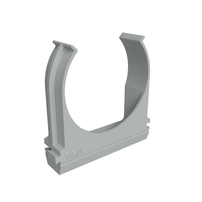 Держатель для труб (клипса) KM-KK-40 d40мм пластик сер. (уп.30шт) КМ LO67228