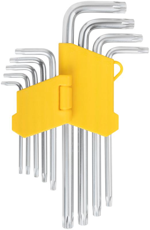 Ключ "звездочки" Т10-Т50 длинный с отверст. в пластик. держателе CrV сталь (уп.9шт) FIT 64026