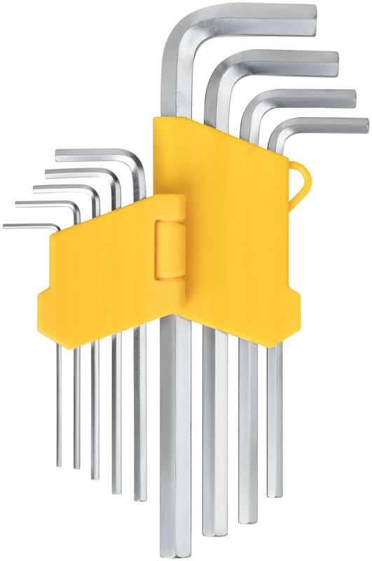 Ключ шестигранный 1.5-10мм длинный в пластик. держателе CrV сталь (уп.9шт) FIT 64189