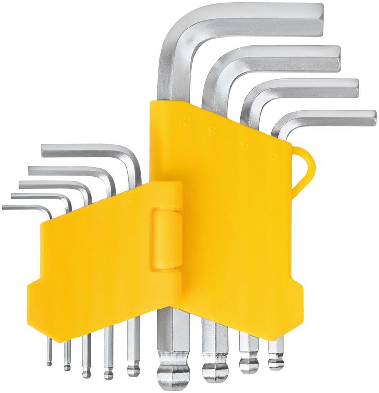 Ключ шестигранный 1.5-10мм с шаровым наконечником в пластик. держателе CrV сталь (уп.9шт) FIT 64191