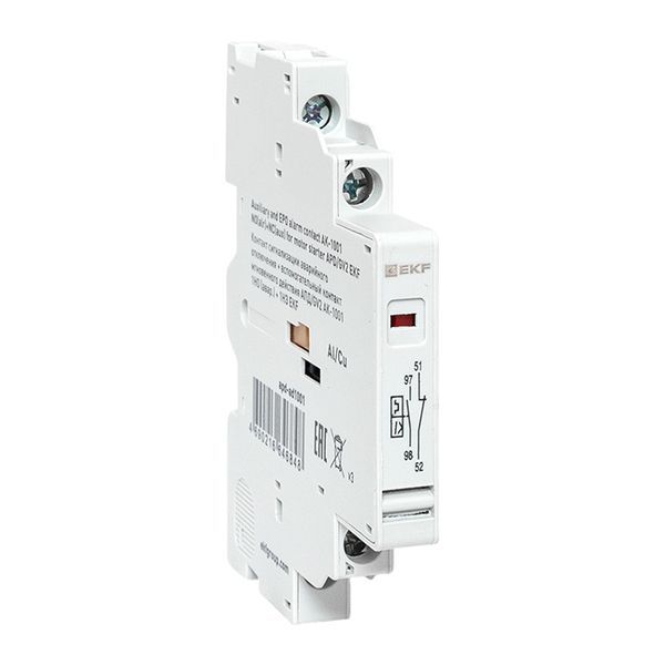 Контакт сигнализации аварийного отключения + вспомогательный контакт мгновенного действия АПД/GV2 АК-1001 1НО (авар.) + 1НЗ EKF apd-ad1001