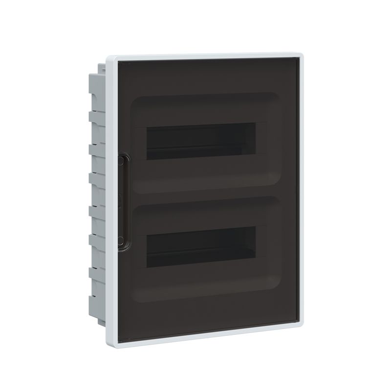 Щиток встраиваемый 24мод. FRAME для полых стен с тонированной дверцей с 4 шинами PEN (2шт на 8 отверст. и 2шт на 6 отверст.) бел. DKC F24B3WD