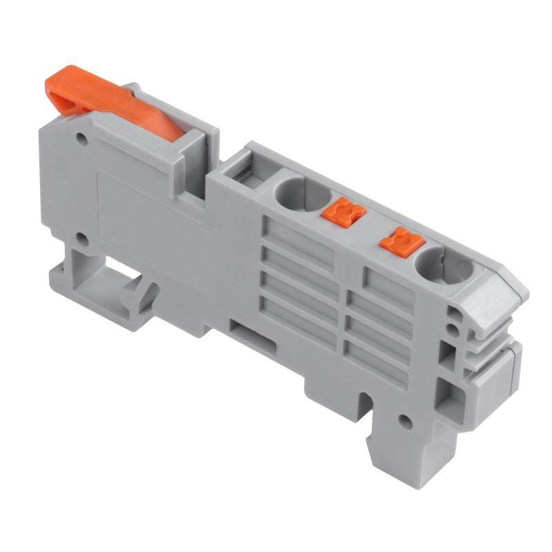Клемма СМК 222-621-PT-6 3 вывода рычаг-push-in на DIN-рейку 1-6кв.мм сер. (уп.50шт) Rexant 07-5294