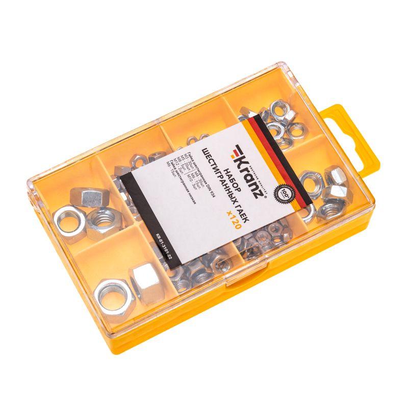 Набор шестигранных гаек (уп.120шт) Kranz KR-01-3101-22