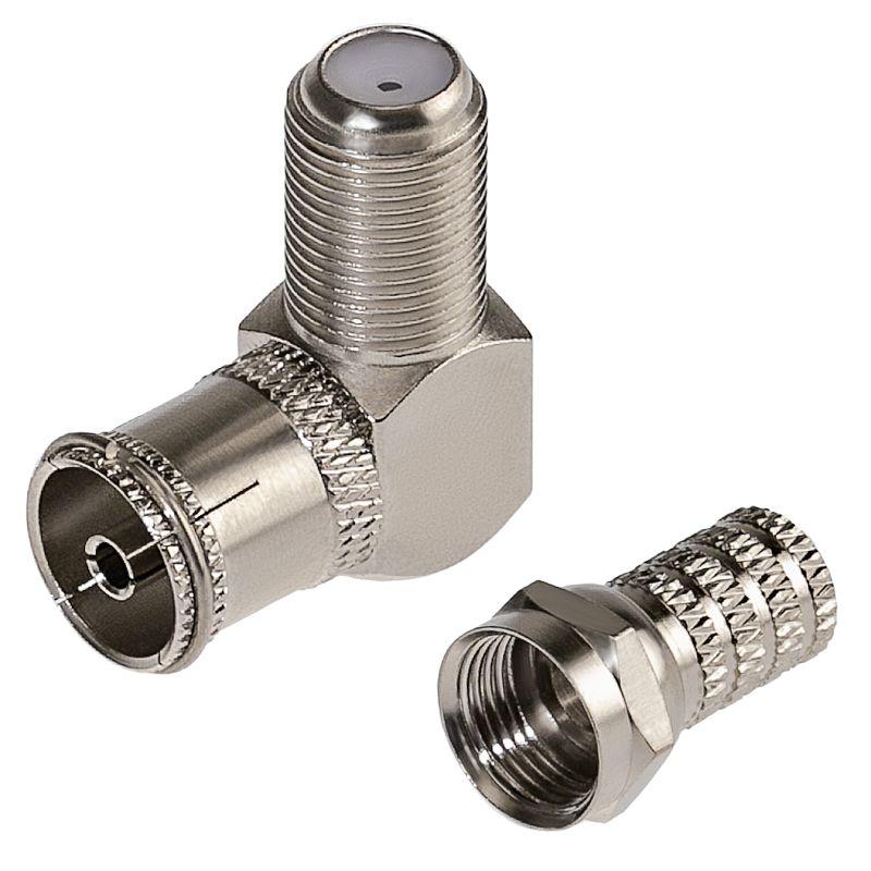 Набор разъемов антенных ТВ №4 (1 угловой переходник гнездо F - гнездо TV; 1 F-разъем RG-6) Rexant 06-0036-A