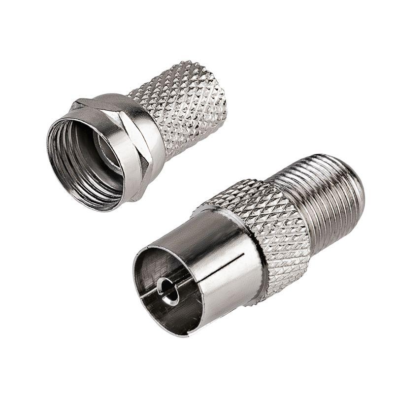 Набор разъемов антенных ТВ №7 (1 переходник гнездо F - штекер TV; 1 F-разъем RG-6) Rexant 06-0035-A