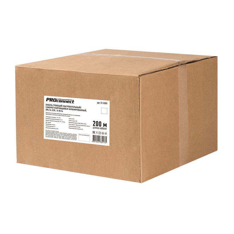Кабель греющий саморег. SRL16-2CR экранир. 16Вт/м 0.93кв.мм/56м бытовой (уп.200м) PROCONNECT 51-0283