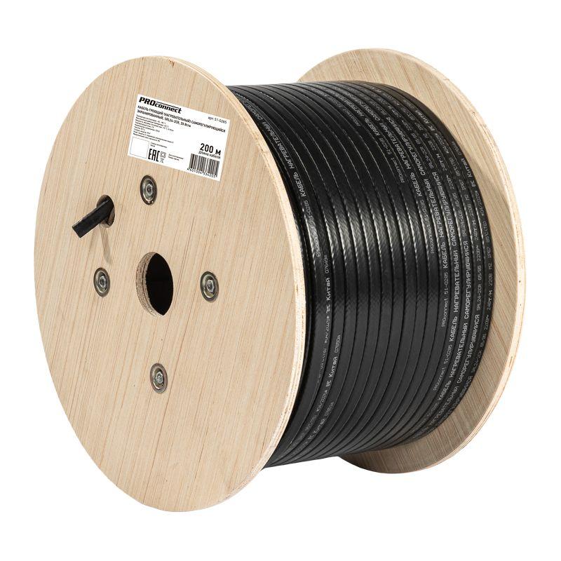 Кабель греющий саморег. SRL24-2CR экранир. 24Вт/м 0.93кв.мм/49м бытовой (уп.200м) PROCONNECT 51-0285