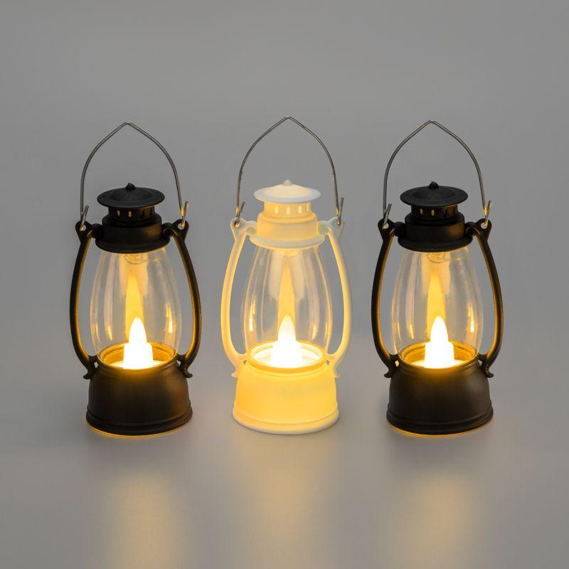 Фонарь декоративный 9.5см тепл. бел. со свечкой 3хLR1130 (в комплекте) корпус бел./красн./черн. Neon-Night 513-069