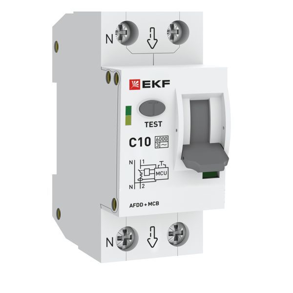 Устройство защиты от дугового пробоя с автоматическим выключателем (УЗДП) 1P+N C 10А 6кА PROxima EKF afdd-2-10C-pro