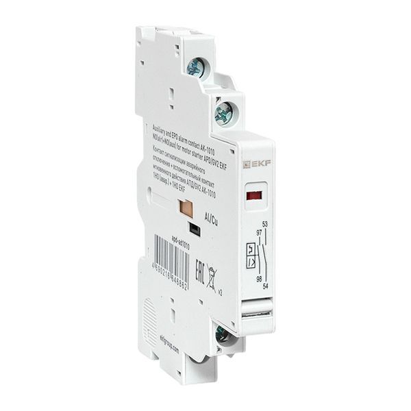 Контакт сигнализации аварийного отключения + вспомогательный контакт мгновенного действия АПД/GV2 АК-1010 1НО (авар.) + 1НО EKF apd-ad1010