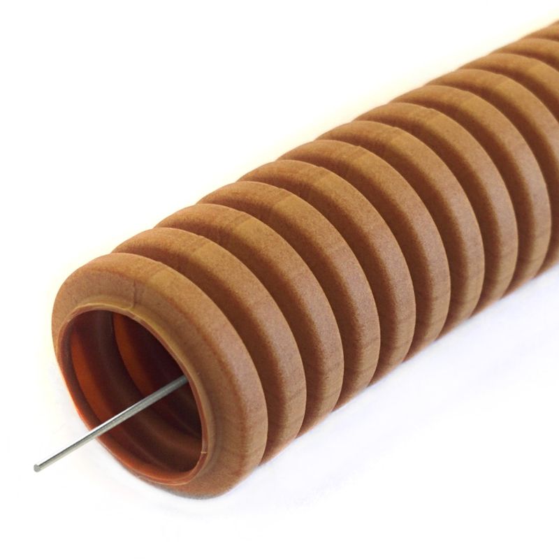 Труба гофрированная ПВХ легкая d25мм с протяжкой 350 Н бук (уп.25м) Промрукав PR01.0040