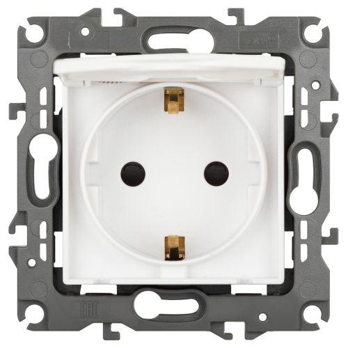 Розетка 16А 250В 2P+E Schuko защ. шторки с крышкой Эра12 12-2103-01М бел. матов. Эра Б0065675