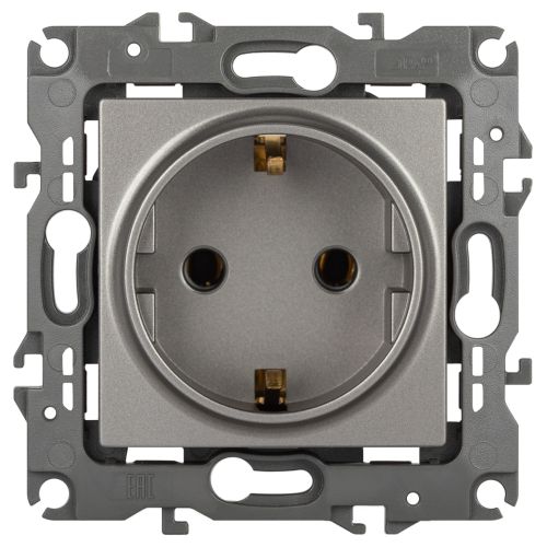 Розетка 16А 250В 2P+E Schuko Эра12 12-2101-16 титан Эра Б0065662