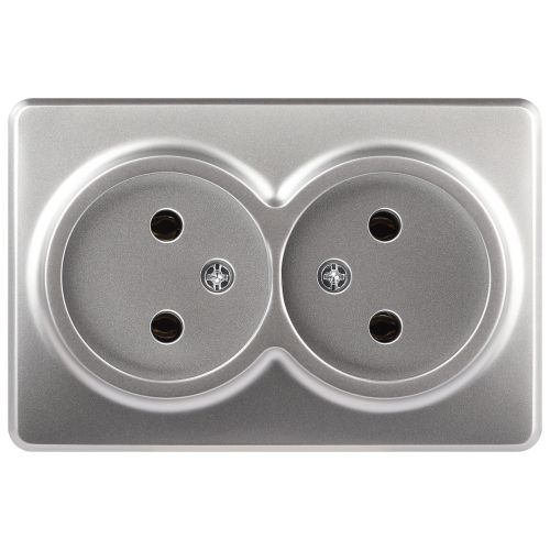 Розетка 1-м ОП Эксперт 11-2202-03 16А IP20 250В 2х2P алюм. Эра Б0063016