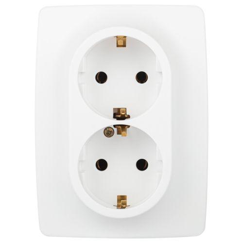 Розетка 2-м СП Эра12 12-2106-01М 16А 250В 2X2P+E Schuko бел. матов. Эра Б0065721