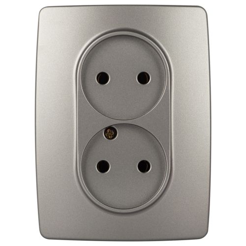 Розетка 2-м Эра12 12-2107-16 16А 250В 2х2P титан Эра Б0065644