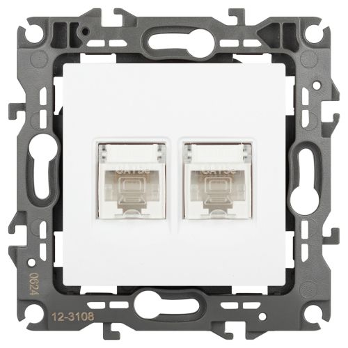 Розетка компьютерная 2-м Эра12 12-3108-01М 2XRJ45 бел. матов. Эра Б0065686