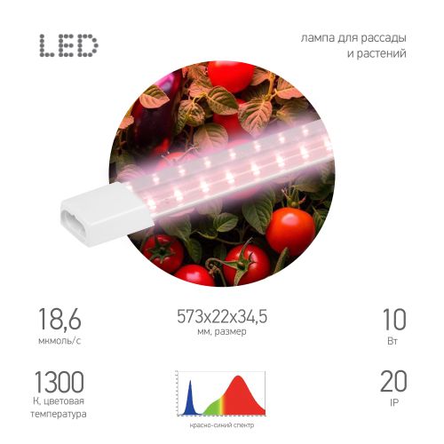 Светильник FITO-10W-Т5-PL-Slim-GR 10Вт линейный для растений роз. спектра GREEN LINE Эра Б0066958