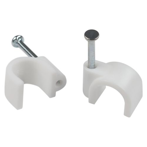 Скоба крепежная круглая 10мм пластик. бел. (уп.10шт) Эра Б0066673