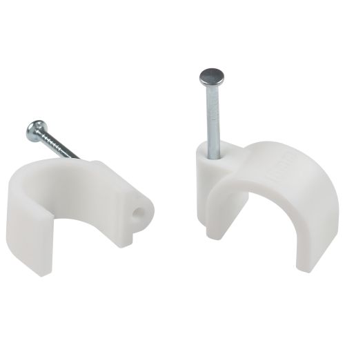 Скоба крепежная круглая 16мм пластик. бел. (уп.50шт) Эра Б0066649