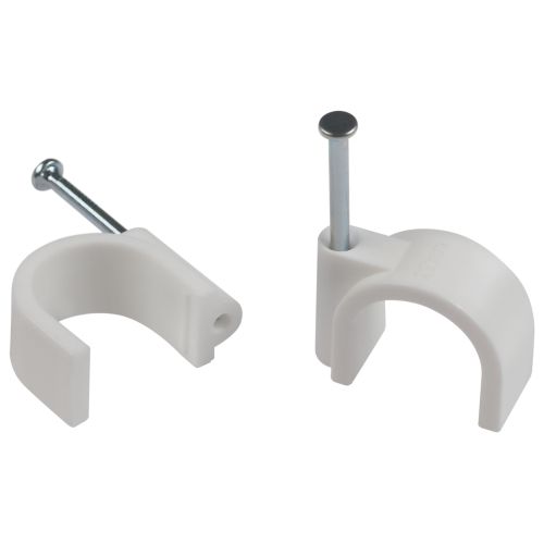 Скоба крепежная круглая 22мм пластик. бел. (уп.50шт) Эра Б0066644