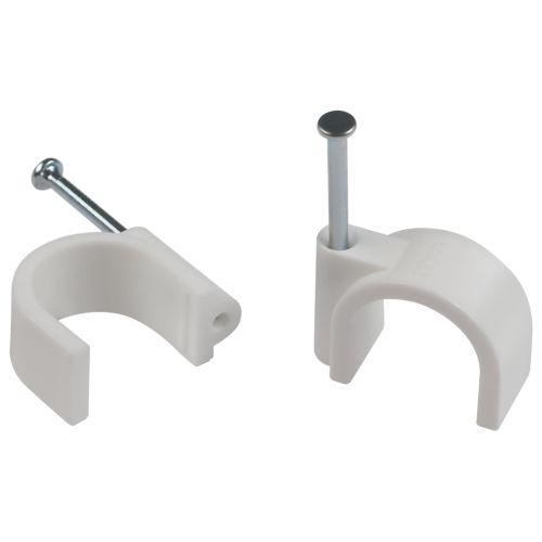 Скоба крепежная круглая 25мм пластик. бел. (уп.50шт) Эра Б0066664