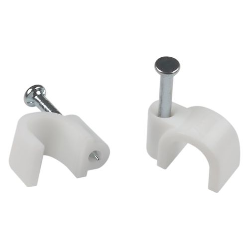 Скоба крепежная круглая 5мм пластик. бел. (уп.10шт) Эра Б0066668