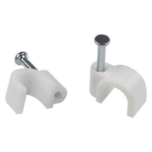 Скоба крепежная круглая 8мм пластик. бел. (уп.50шт) Эра Б0066660