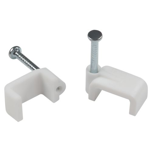 Скоба крепежная плоская 10мм пластик. бел. (уп.50шт) Эра Б0066652