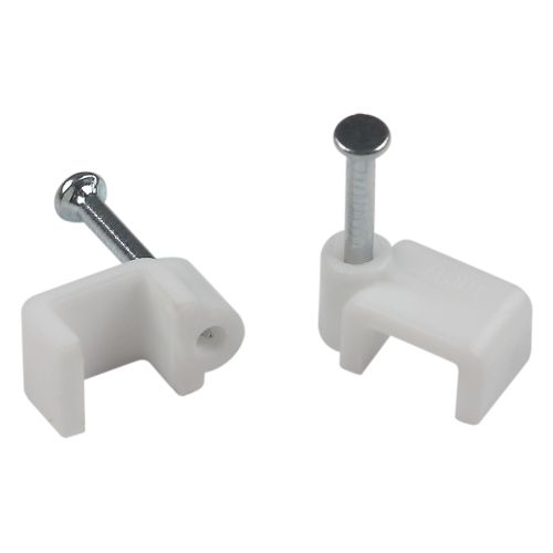 Скоба крепежная плоская 5мм пластик. бел. (уп.50шт) Эра Б0066614