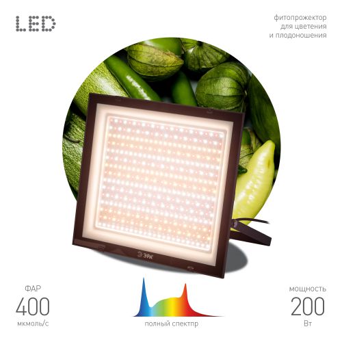 Прожектор светодиодный FITO-200W-Ra90-LED 200Вт для растений полного спектра профессиональный Эра Б0059879