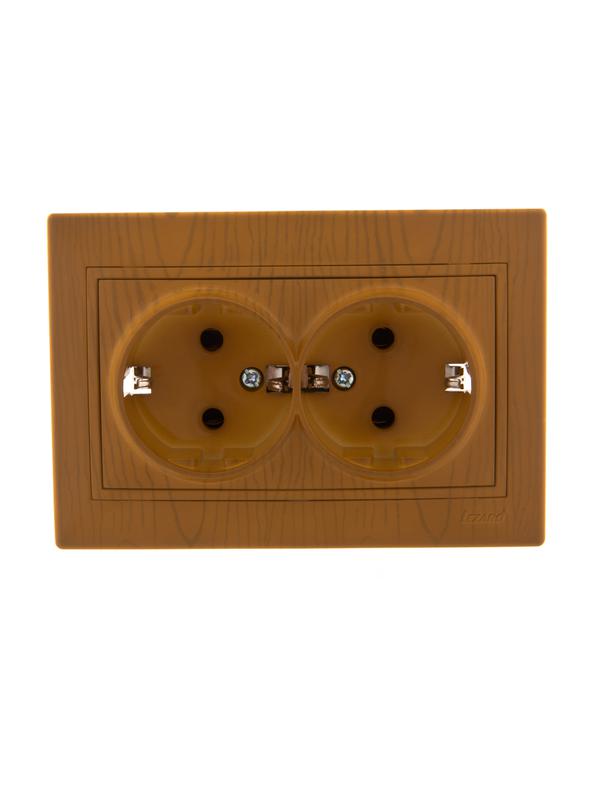 Розетка 2-м СП Mira 16А IP20 с заземл. керамика ольха LEZARD 701-0701-127