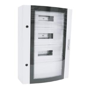 Корпус щита распределительного 400х500х150мм DIN-рейки 30M(2х15) с глухой панелью навесной прозр. дверца из гнутого стекла метал. сер. Cetinkaya Pano CPD4005015SUPP